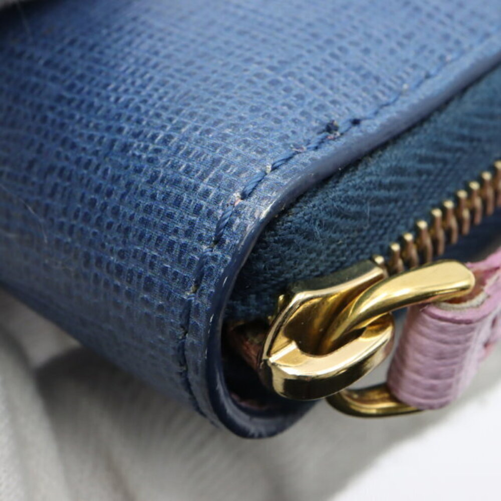 Fendi Monster Wallet Leather Navy Blue Pink - Picture 6 of 7